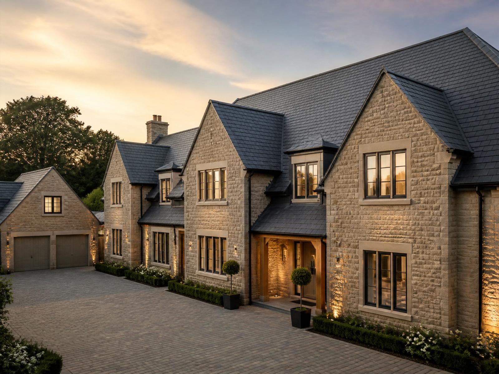 Modern British home with premium slate roofline
